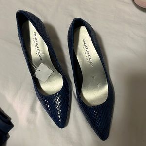 Blue snakeskin Christian Siriano heels